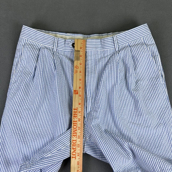 Berle Shorts Mens 34 Regular Blue Hickory Seersucker Pleated Prep Trad Outdoor - Picture 8 of 9